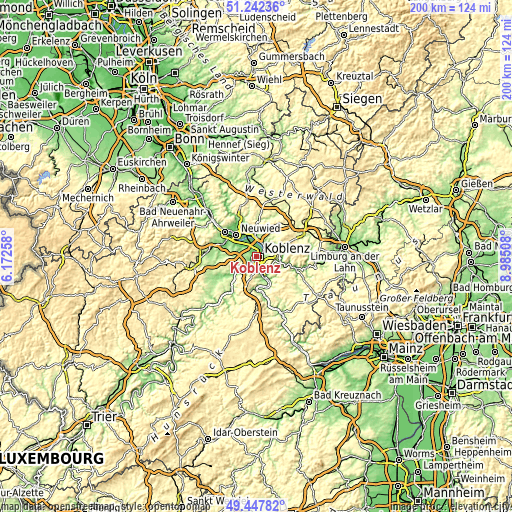 Topographic map of Koblenz