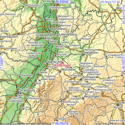Topographic map of Knittlingen