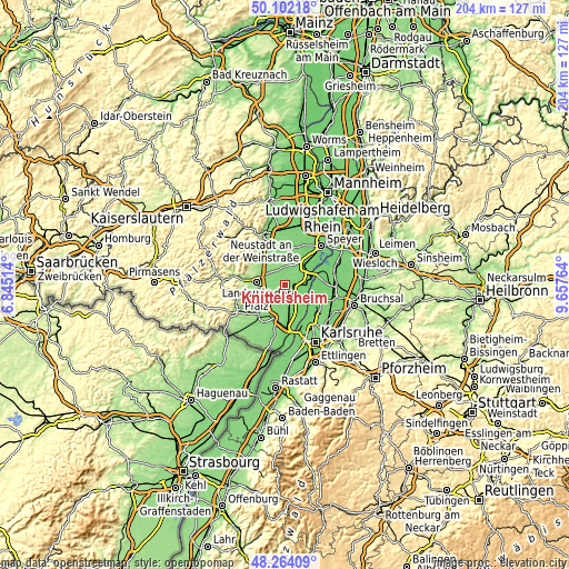 Topographic map of Knittelsheim