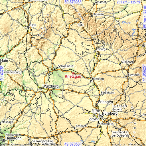 Topographic map of Knetzgau