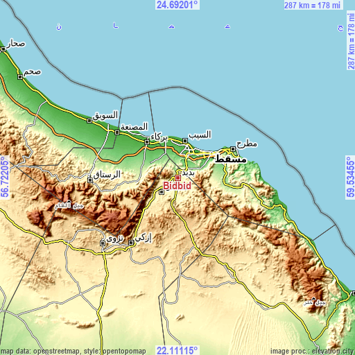 Topographic map of Bidbid