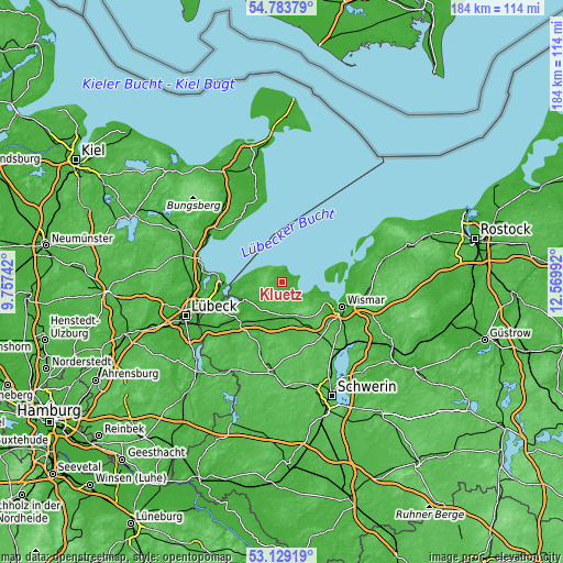 Topographic map of Klütz