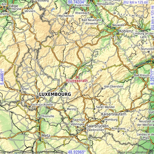 Topographic map of Klüsserath