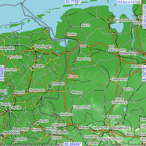 Topographic map of Kluse