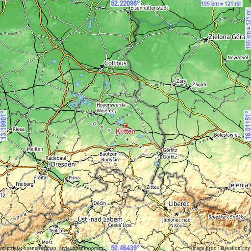 Topographic map of Klitten