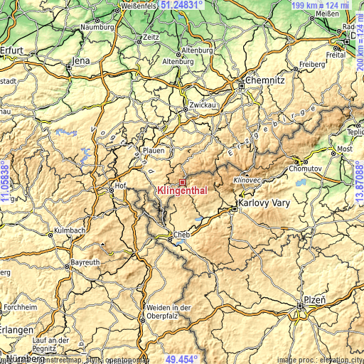 Topographic map of Klingenthal