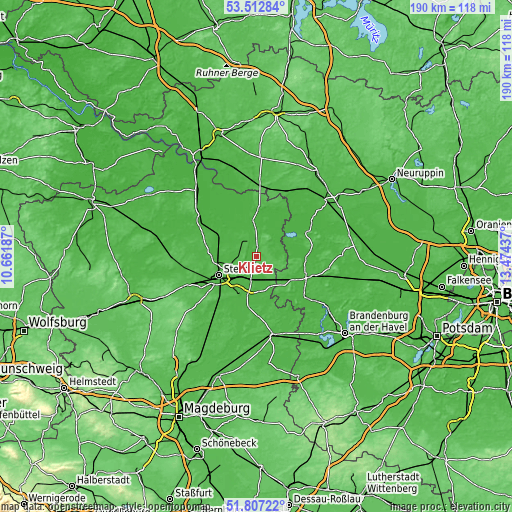 Topographic map of Klietz