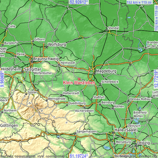 Topographic map of Klein Wanzleben