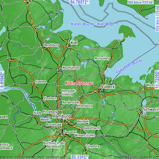 Topographic map of Klein Rönnau