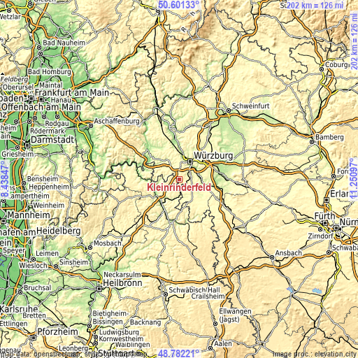 Topographic map of Kleinrinderfeld