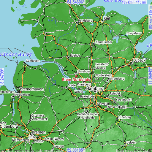 Topographic map of Klein Nordende