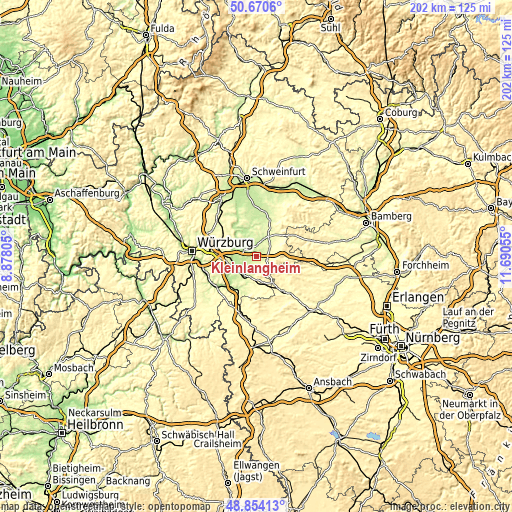 Topographic map of Kleinlangheim