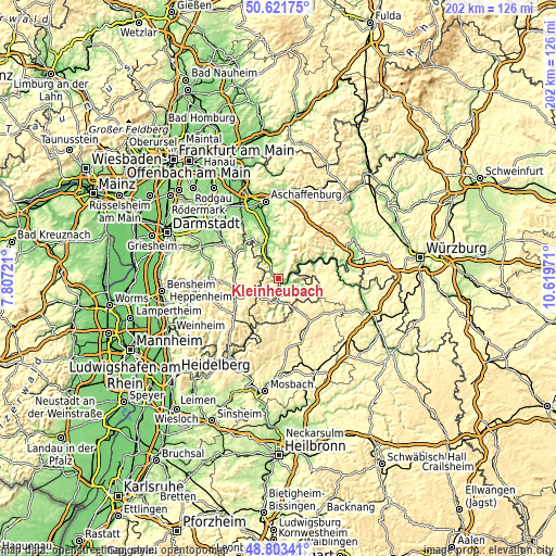 Topographic map of Kleinheubach