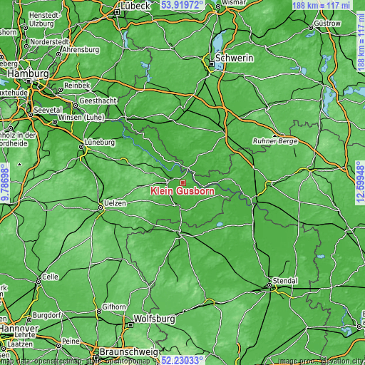 Topographic map of Klein Gusborn