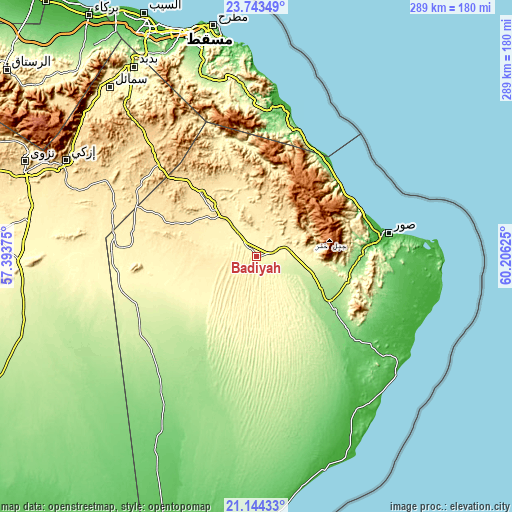 Topographic map of Badīyah