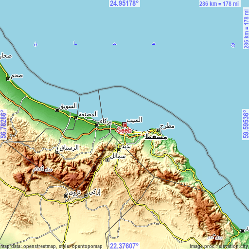 Topographic map of Seeb