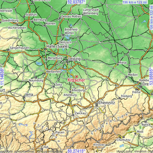 Topographic map of Kitzscher