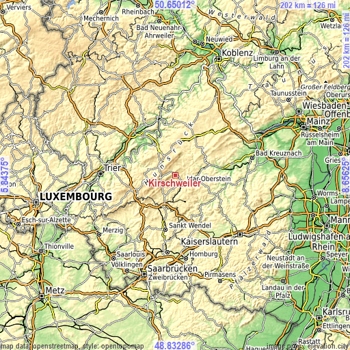 Topographic map of Kirschweiler