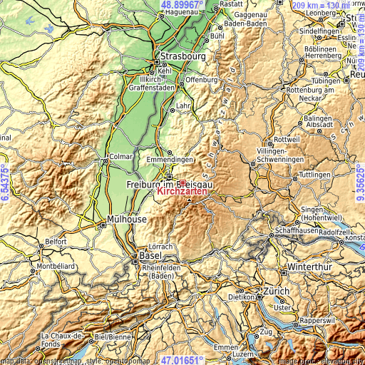 Topographic map of Kirchzarten