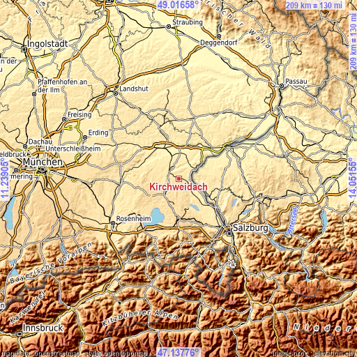 Topographic map of Kirchweidach