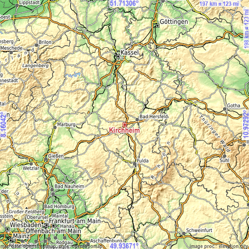 Topographic map of Kirchheim