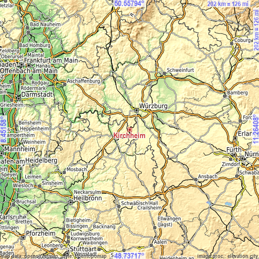 Topographic map of Kirchheim