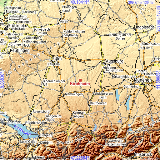 Topographic map of Kirchheim