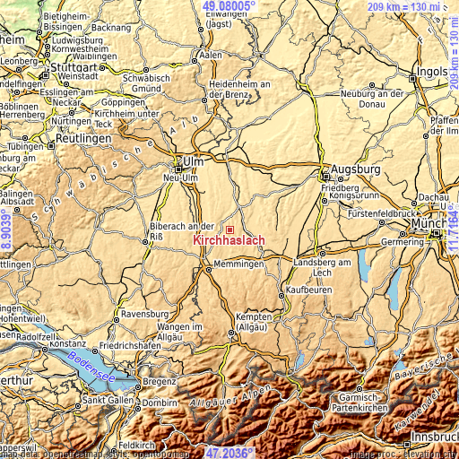 Topographic map of Kirchhaslach