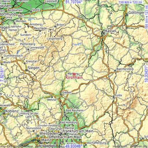Topographic map of Kirchhain