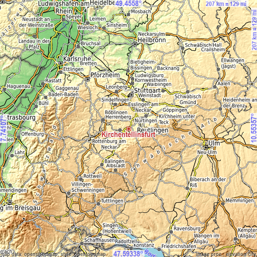Topographic map of Kirchentellinsfurt
