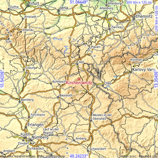 Topographic map of Kirchenlamitz