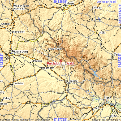 Topographic map of Kirchdorf im Wald