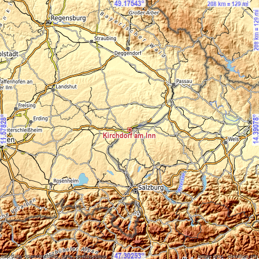 Topographic map of Kirchdorf am Inn