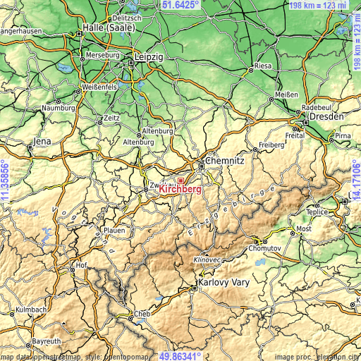Topographic map of Kirchberg