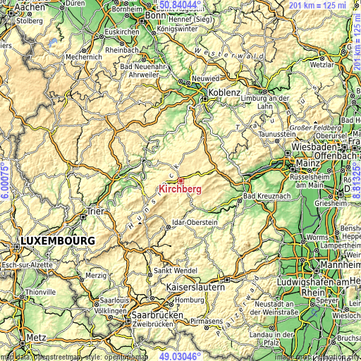 Topographic map of Kirchberg