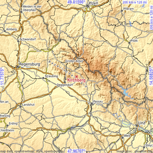 Topographic map of Kirchberg