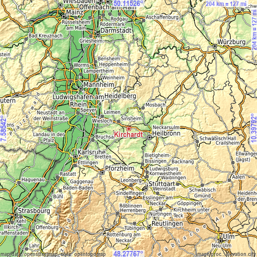 Topographic map of Kirchardt