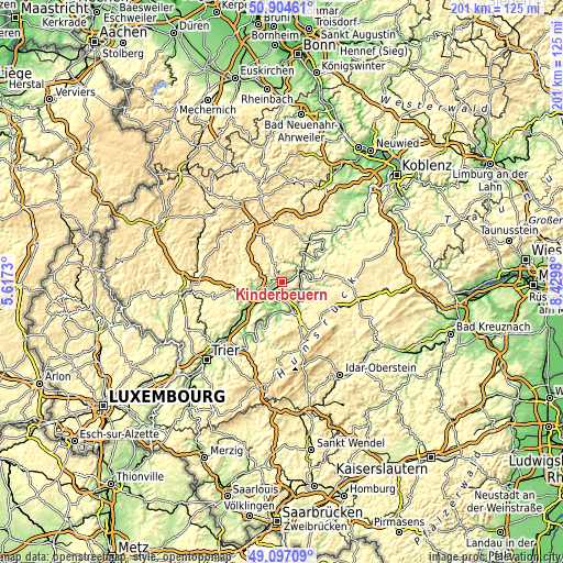 Topographic map of Kinderbeuern