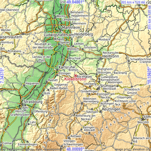 Topographic map of Kieselbronn