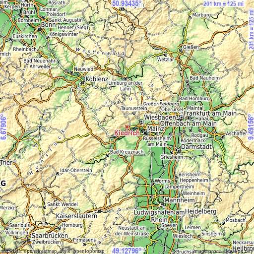 Topographic map of Kiedrich