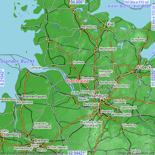 Topographic map of Kiebitzreihe