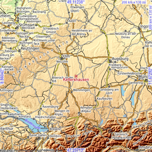 Topographic map of Kettershausen