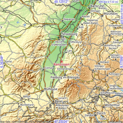 Topographic map of Kenzingen