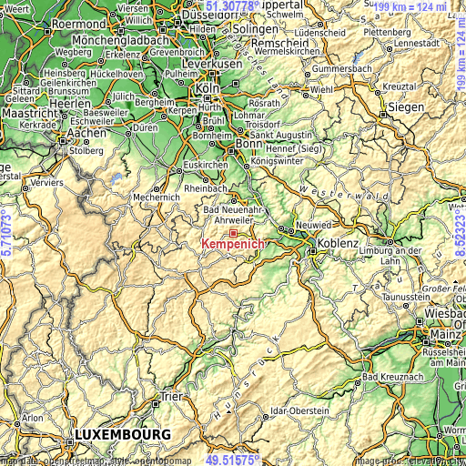 Topographic map of Kempenich