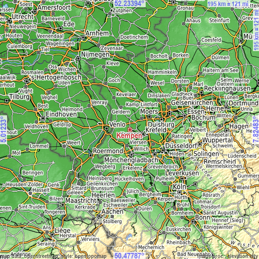 Topographic map of Kempen