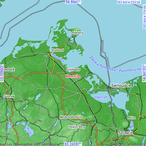 Topographic map of Kemnitz