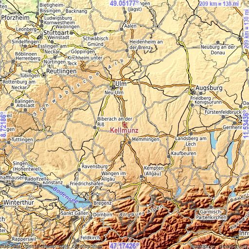 Topographic map of Kellmünz