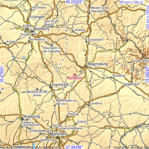 Topographic map of Kelheim