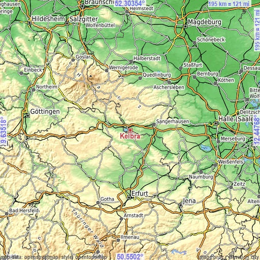 Topographic map of Kelbra