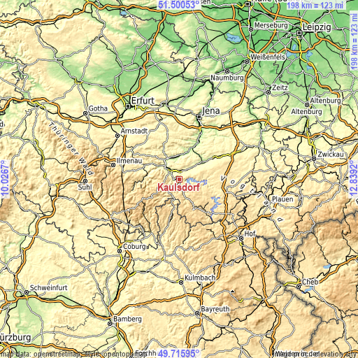 Topographic map of Kaulsdorf